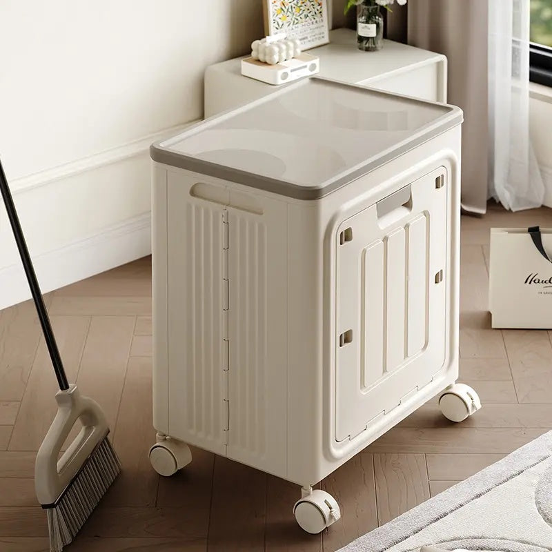 Portable Wheeled Rolling Laundry Storage Basket with Lid, Breathable Odor‑Resistant Hamper, Refer to SKU Images for Size, Assembly Instructions in Main Image and Product Description