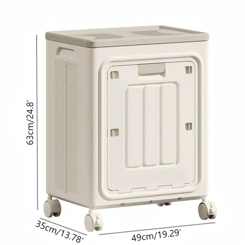 Portable Wheeled Rolling Laundry Storage Basket with Lid, Breathable Odor‑Resistant Hamper, Refer to SKU Images for Size, Assembly Instructions in Main Image and Product Description