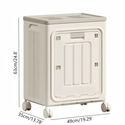 Portable Wheeled Rolling Laundry Storage Basket with Lid, Breathable Odor‑Resistant Hamper, Refer to SKU Images for Size, Assembly Instructions in Main Image and Product Description