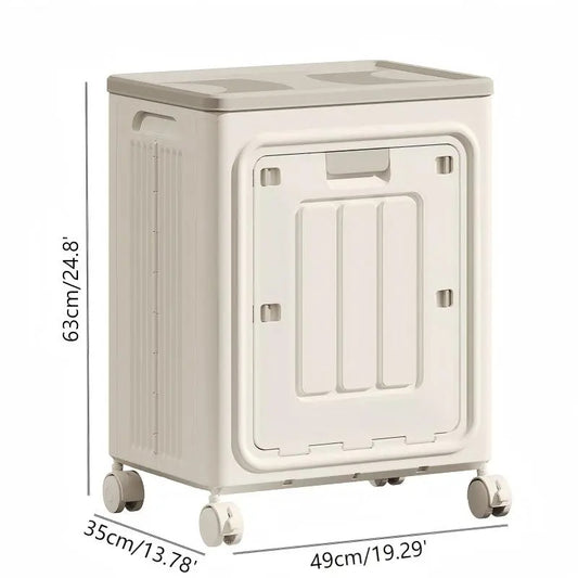 Portable Wheeled Rolling Laundry Storage Basket with Lid, Breathable Odor‑Resistant Hamper, Refer to SKU Images for Size, Assembly Instructions in Main Image and Product Description