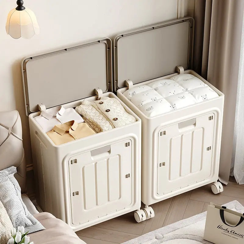 Portable Wheeled Rolling Laundry Storage Basket with Lid, Breathable Odor‑Resistant Hamper, Refer to SKU Images for Size, Assembly Instructions in Main Image and Product Description