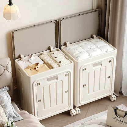 Portable Wheeled Rolling Laundry Storage Basket with Lid, Breathable Odor‑Resistant Hamper, Refer to SKU Images for Size, Assembly Instructions in Main Image and Product Description