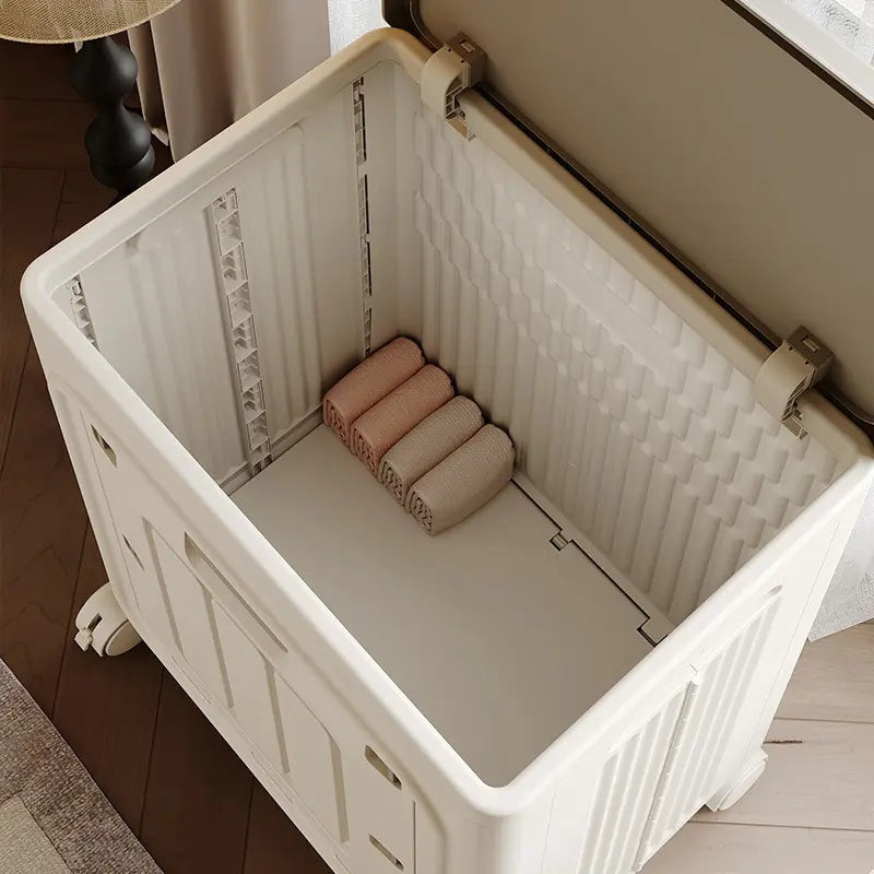 Portable Wheeled Rolling Laundry Storage Basket with Lid, Breathable Odor‑Resistant Hamper, Refer to SKU Images for Size, Assembly Instructions in Main Image and Product Description